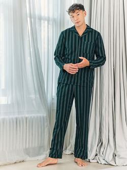 Chelsea Peers Stripe Cotton Blend Pyjama Top, Navy, Navy