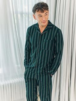 Chelsea Peers Stripe Cotton Blend Pyjama Top, Navy - view 2, Navy