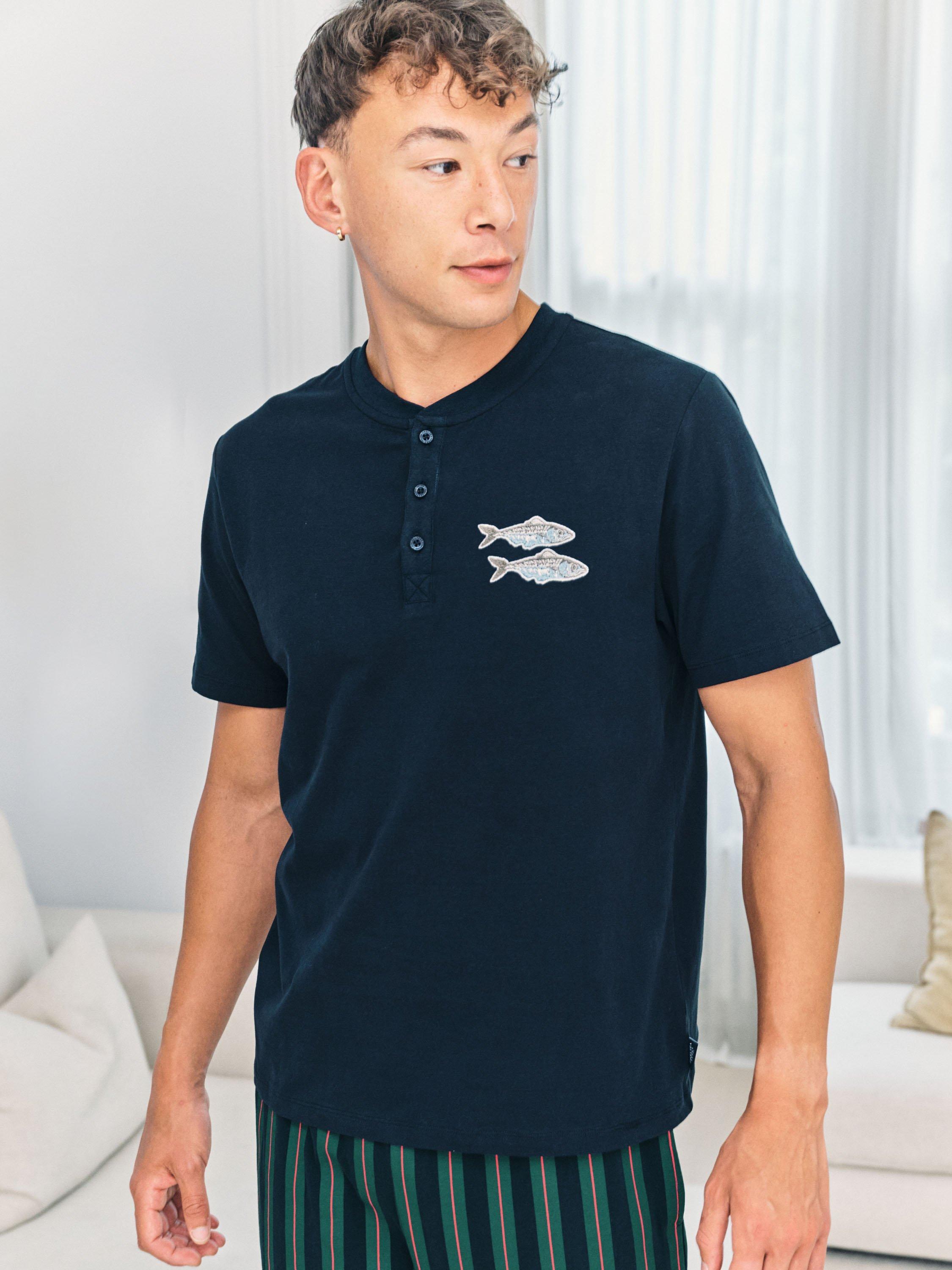 Product image 2 of 7, which shows Chelsea Peers Cotton Blend Pyjama Set, Navy, S