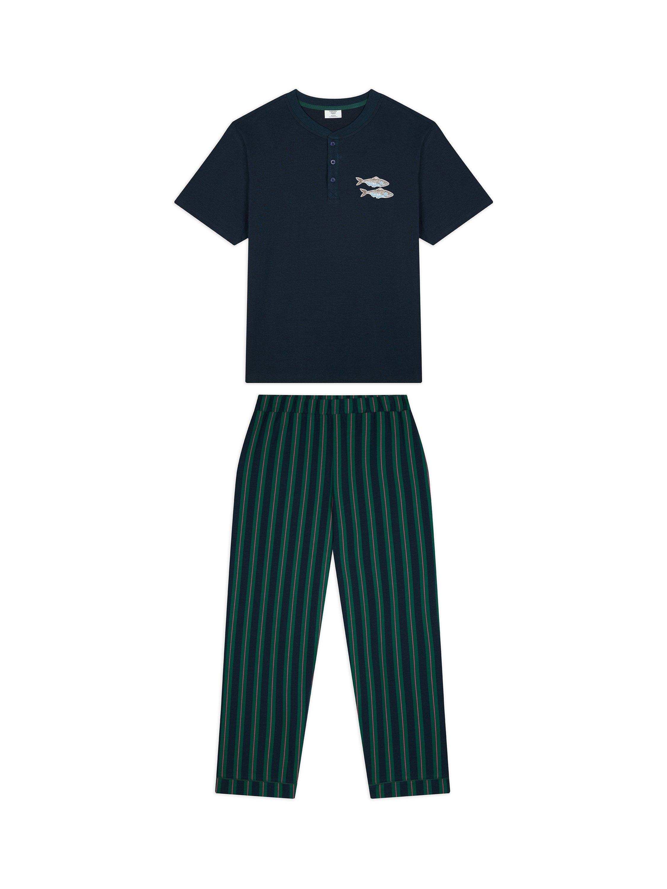 Product image 7 of 7, which shows Chelsea Peers Cotton Blend Pyjama Set, Navy, S