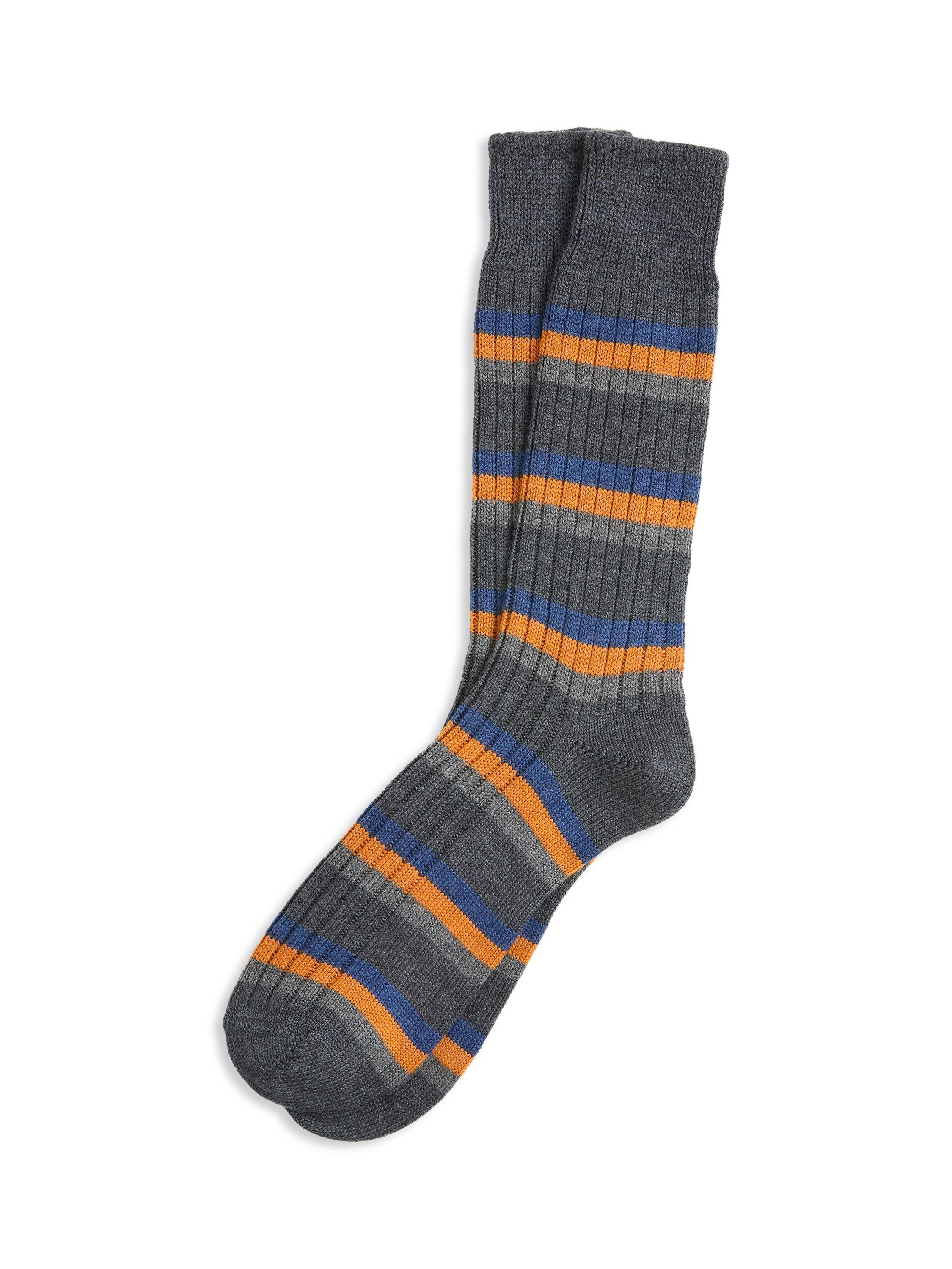 Product image 2 of 3, which shows Celtic & Co. Stripe Merino Wool Cotton Blend Socks, Charcoal, M