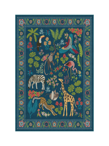 Ruggable x Iris Apfel Jingle Jungle Rug, Royal Blue
