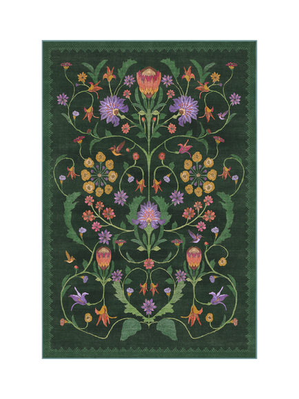 Ruggable x Iris Apfel Protea Rug, Forest Green, Forest Green