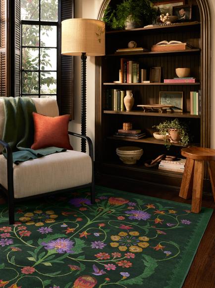 Ruggable x Iris Apfel Protea Rug, Forest Green - view 2, Forest Green