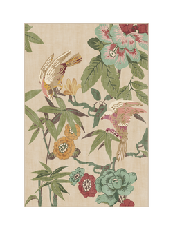 Ruggable x Sanderson Bamboo & Bird Rug, Blush/Jade