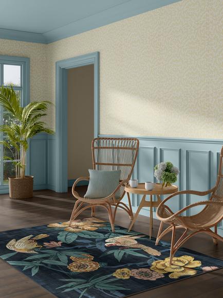 Ruggable x Sanderson Bamboo & Bird Rug - view 2, Indigo