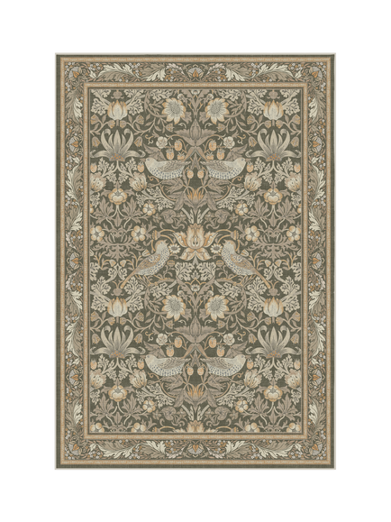 Ruggable x Morris & Co. Strawberry Thief Rug, Stone Gold