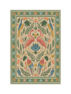 Ruggable x Iris Apfel Birds of a Feather Rug, Green/Peach