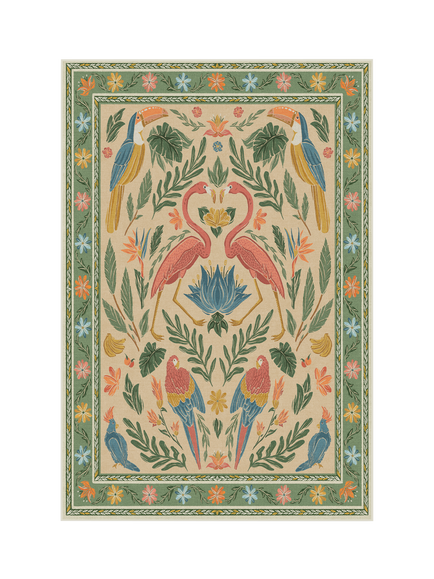 Ruggable x Iris Apfel Birds of a Feather Rug, Green/Peach