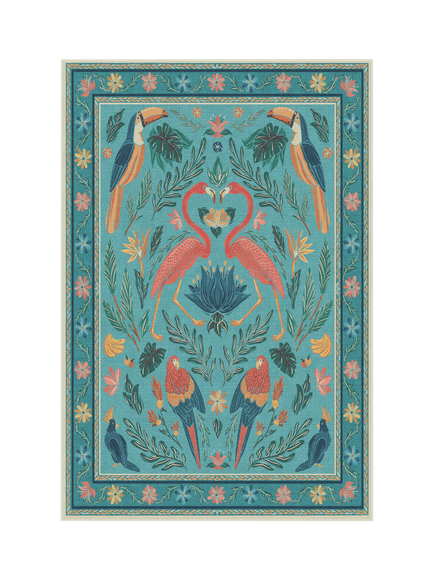 Ruggable x Iris Apfel Birds of a Feather Rug, Aqua