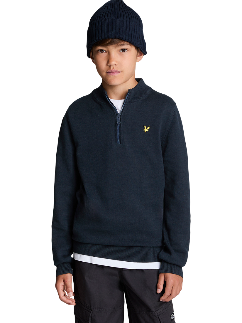 Product image 5 of 10, which shows Lyle & Scott Kids' Cotton 1/4 Zip Jumper, Navy, 3-4 years