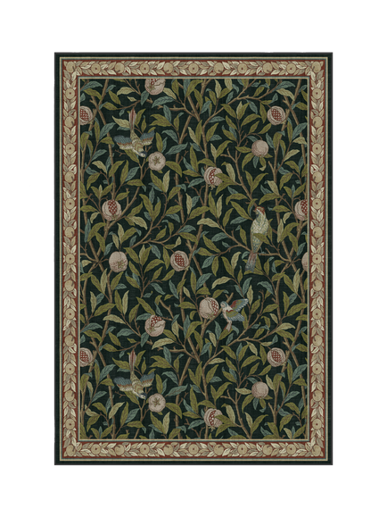 Ruggable x Morris & Co. Bird & Pomegranate Rug, Teal Green