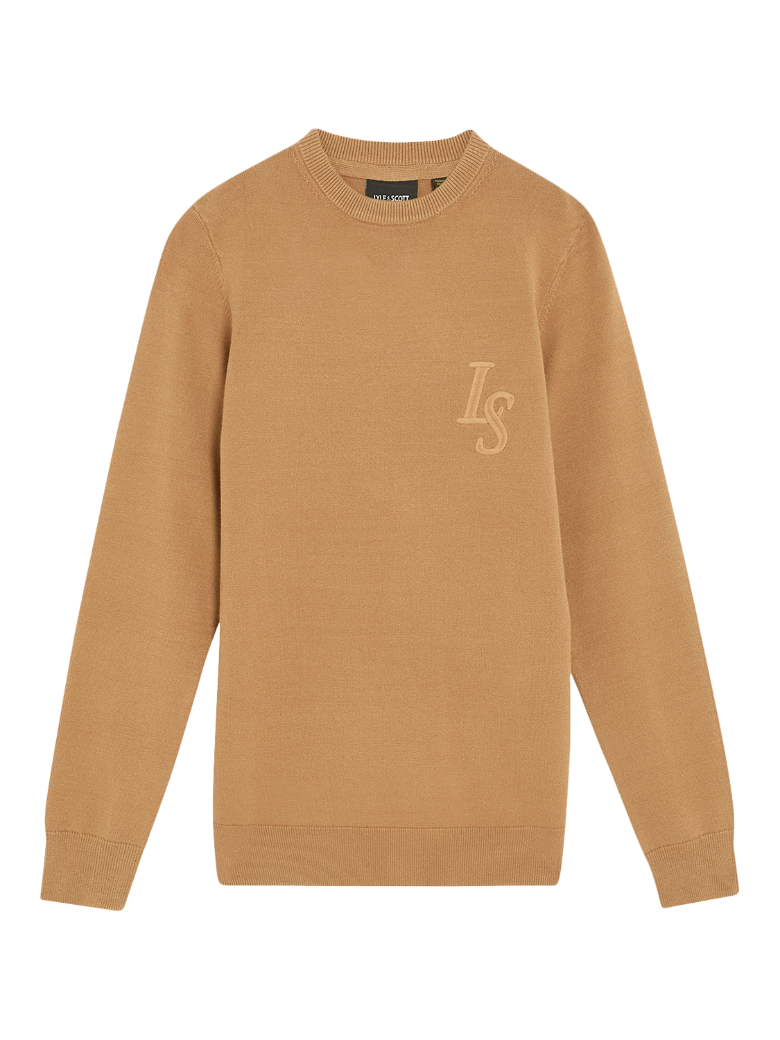 Product image 1 of 3, which shows Lyle & Scott Kids' Monogram Crew Neck Jumper, Brown, 9-10 years