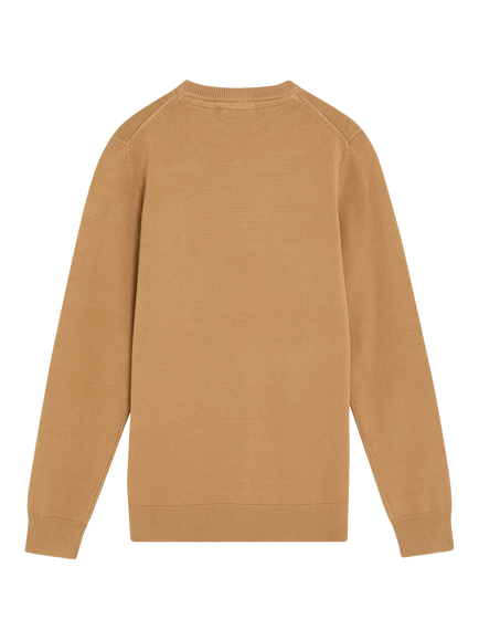 Lyle & Scott Kids' Monogram Crew Neck Jumper, Brown - view 2, Brown