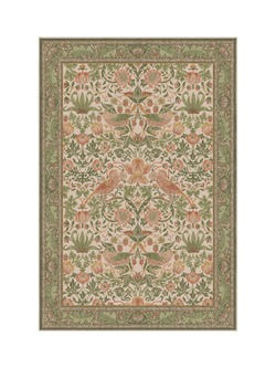 Ruggable x Morris & Co. Strawberry Thief Rug, Sage/Rose