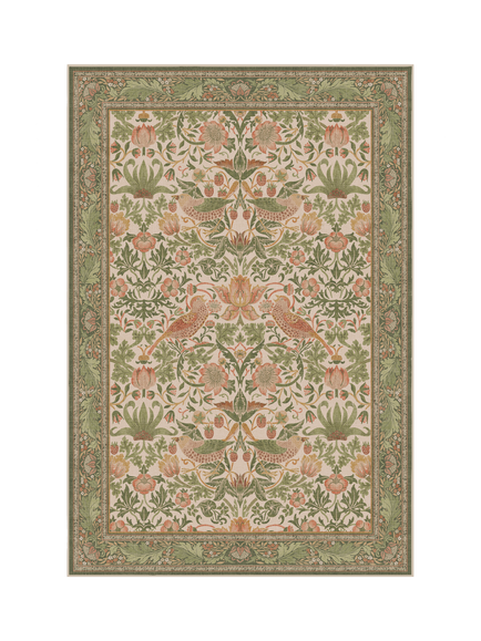 Ruggable x Morris & Co. Strawberry Thief Rug, Sage/Rose