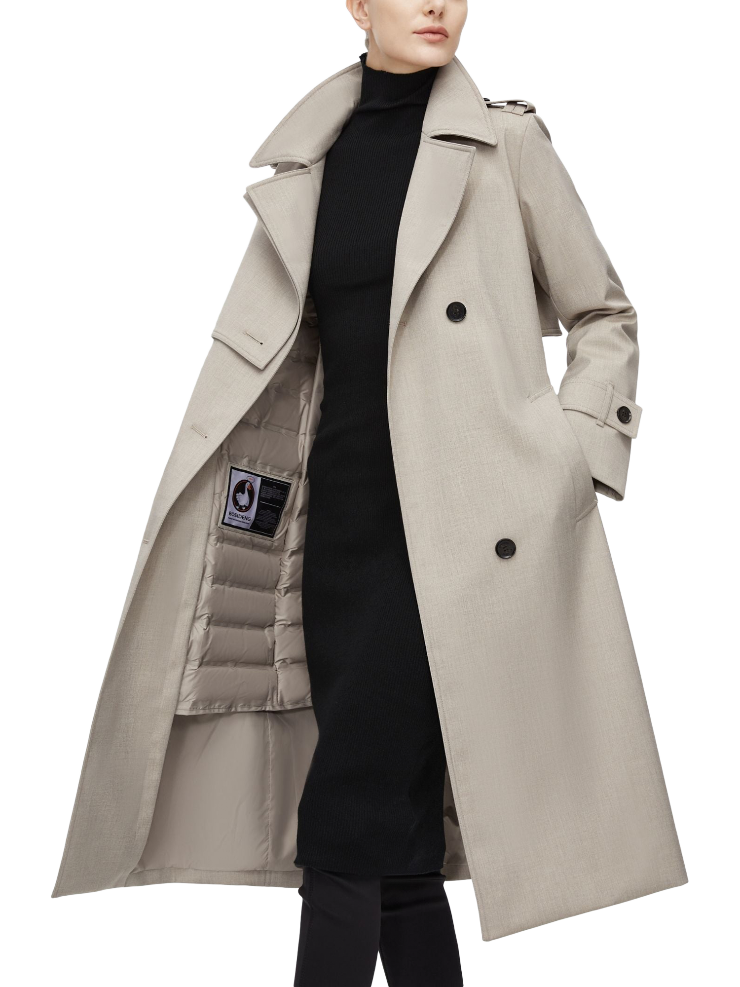 Product image 1 of 7, which shows Bosideng Down Full Length Trench Coat, Silver Edge, 4