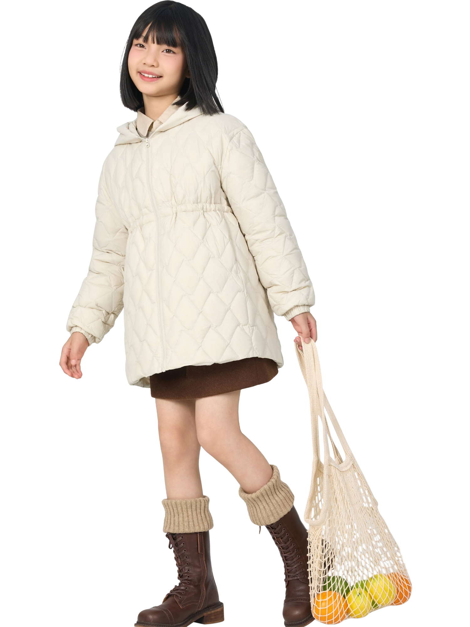 Product image 1 of 6, which shows Bosideng Kid's Layering Hooded Down Jacket, Oat, 6-7 years