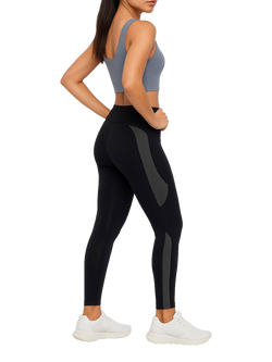 Bosideng High Rise Colour Block Yoga Leggings, Obsidian Black, Obsidian Black