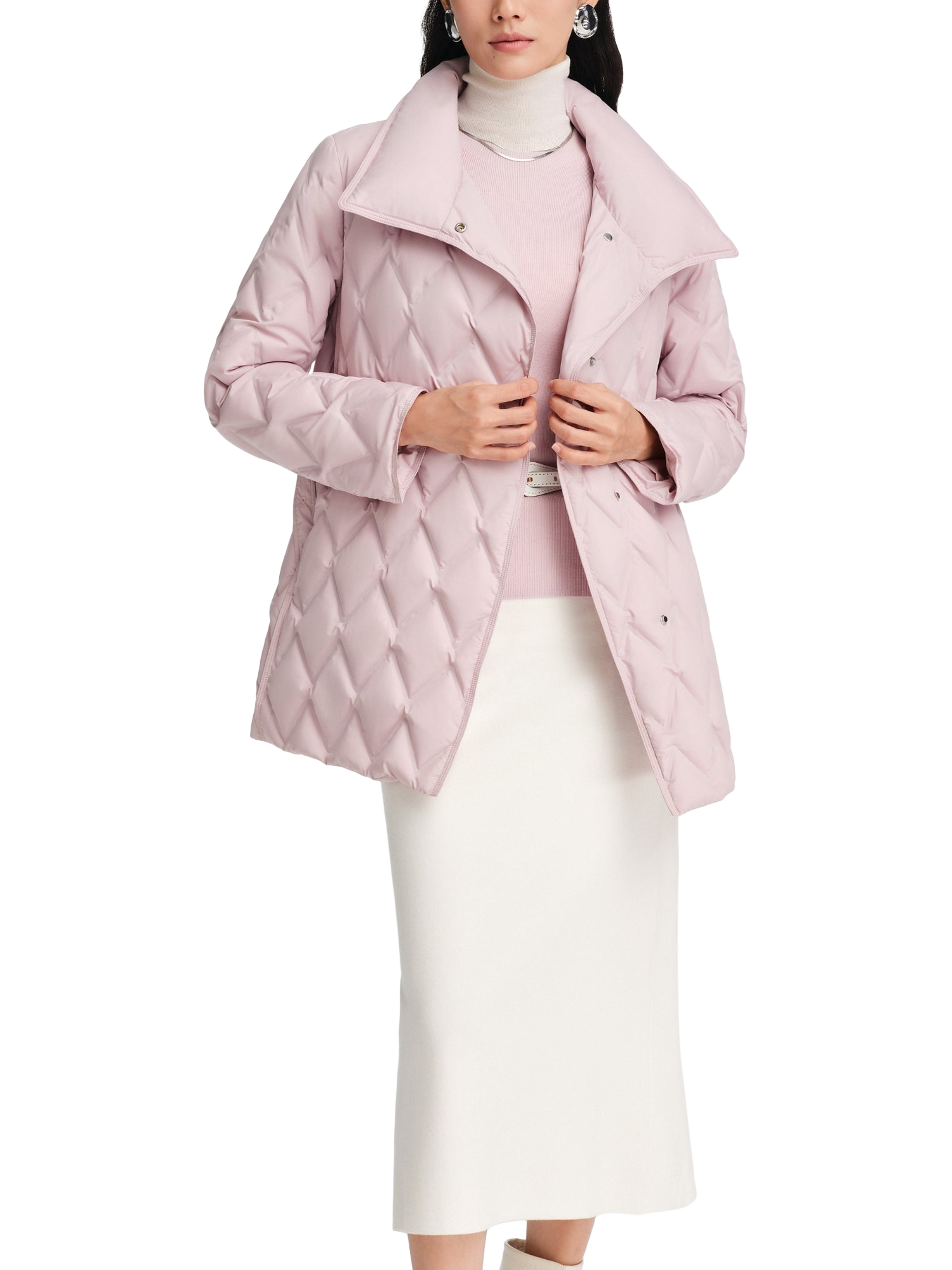 Product image 2 of 3, which shows Bosideng Belted Goose Down Quilted Jacket, Dusky Rose, 4