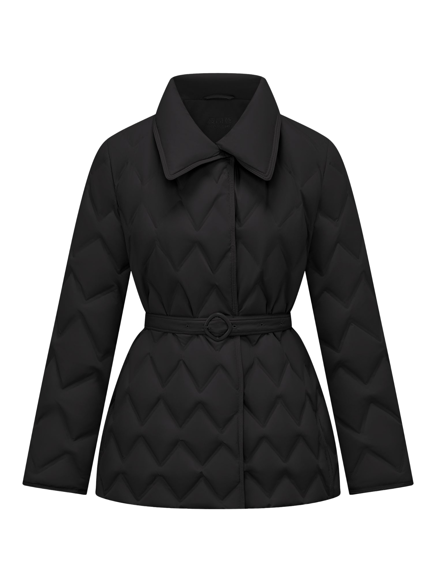 Product image 3 of 5, which shows Bosideng Belted Goose Down Quilted Jacket, Black, 4