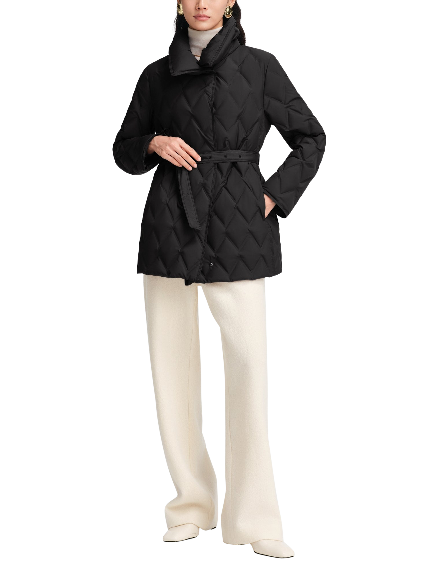 Product image 4 of 5, which shows Bosideng Belted Goose Down Quilted Jacket, Black, 4