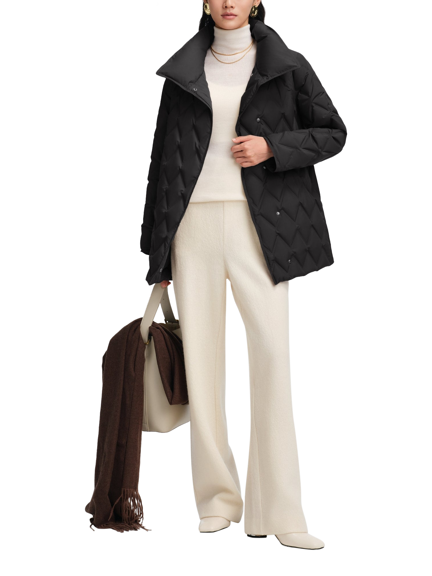 Product image 5 of 5, which shows Bosideng Belted Goose Down Quilted Jacket, Black, 4