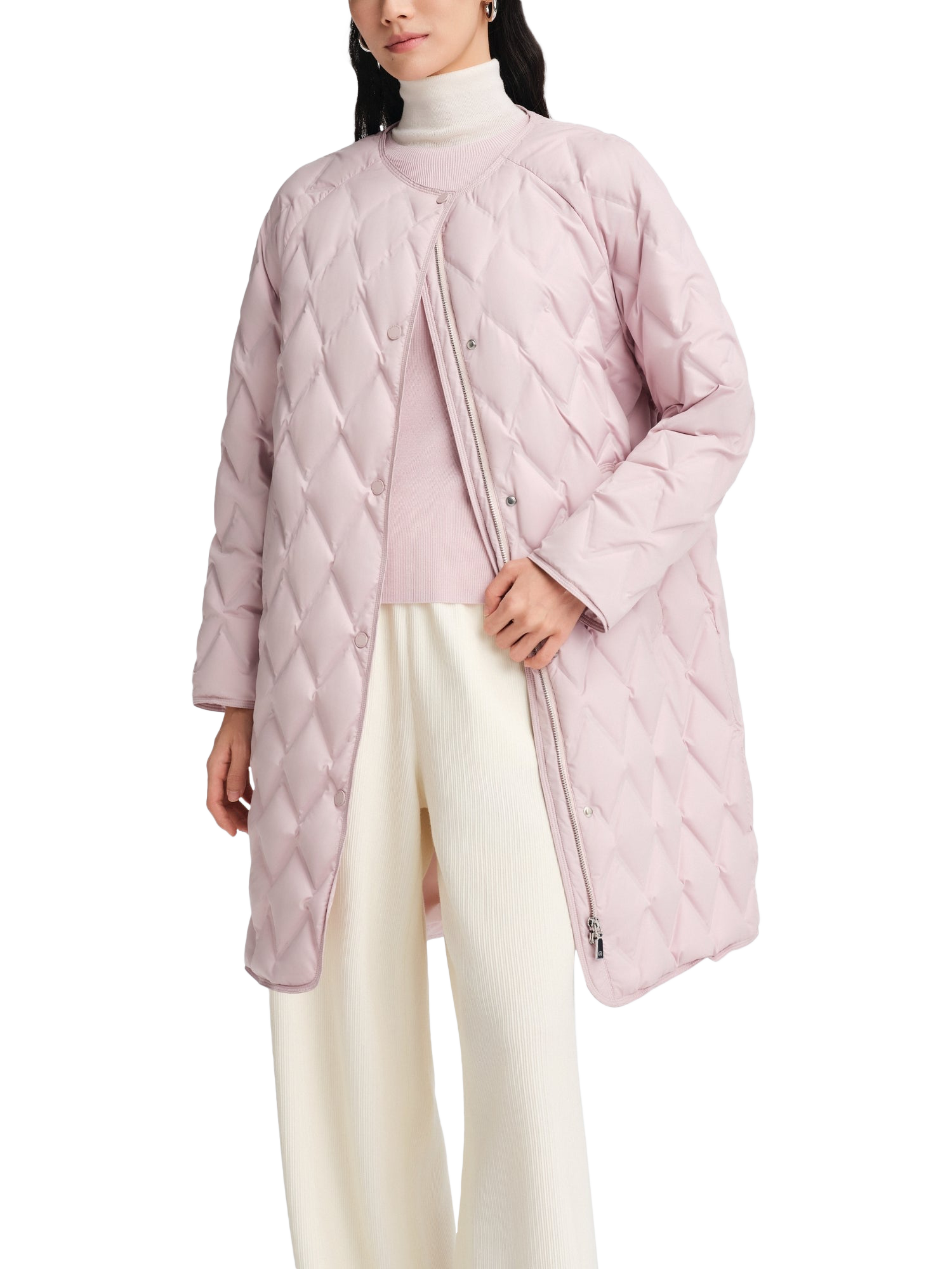 Product image 4 of 5, which shows Bosideng Business Down Mid Length Jacket, Cherry Powder Pink, 4