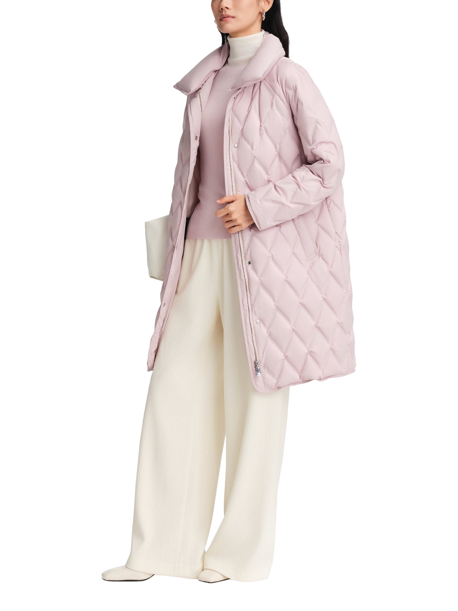 Product image 5 of 5, which shows Bosideng Business Down Mid Length Jacket, Cherry Powder Pink, 4