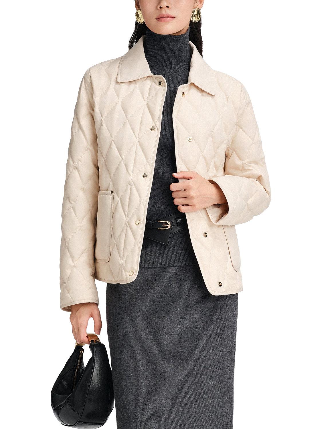 Product image 1 of 6, which shows Bosideng Quilted Down Coat, Soft Light Beige, 4