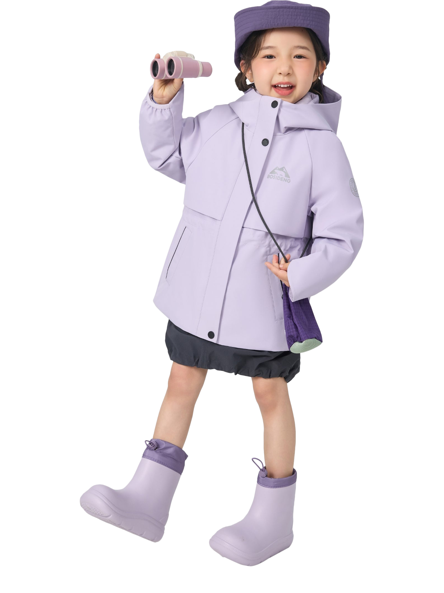 Product image 1 of 6, which shows Bosideng Kids' 3-In-1 Hooded Jacket, Iris Purple, 4-5 years