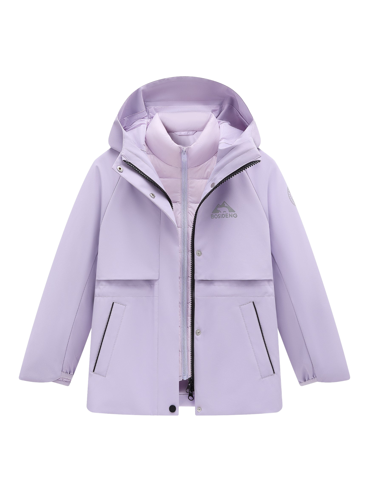 Product image 3 of 6, which shows Bosideng Kids' 3-In-1 Hooded Jacket, Iris Purple, 4-5 years