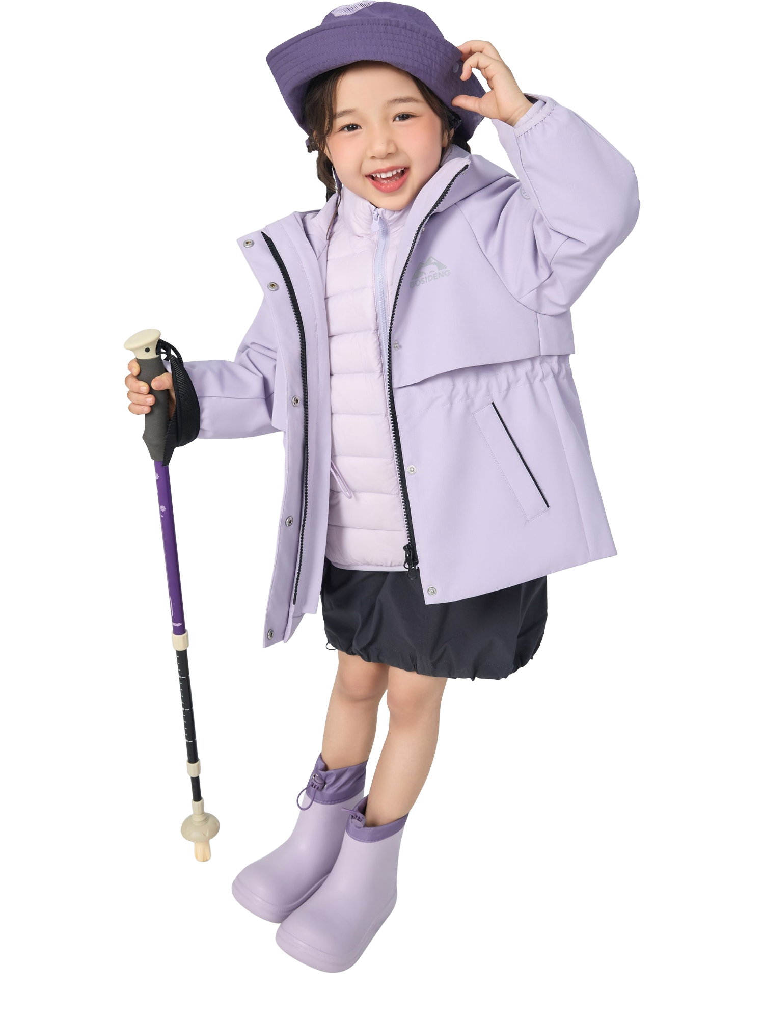 Product image 4 of 6, which shows Bosideng Kids' 3-In-1 Hooded Jacket, Iris Purple, 4-5 years