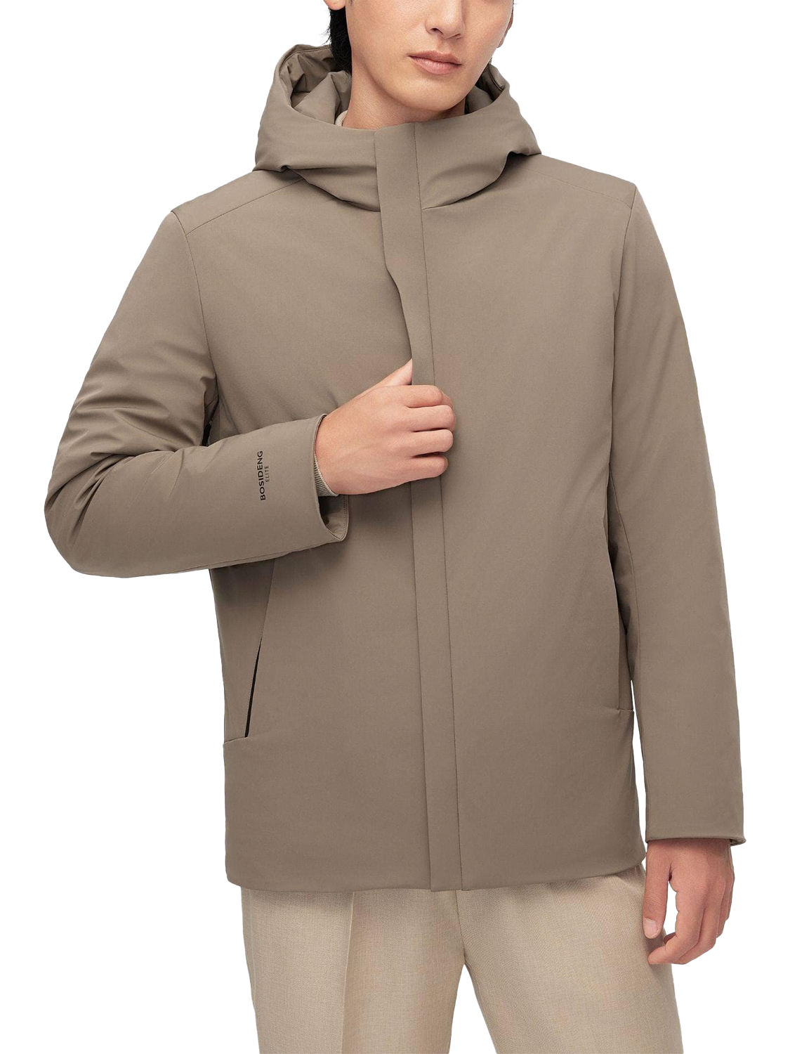 Product image 1 of 6, which shows Bosideng Goose Down Hooded Windbreaker Jacket, Dark Olive, L