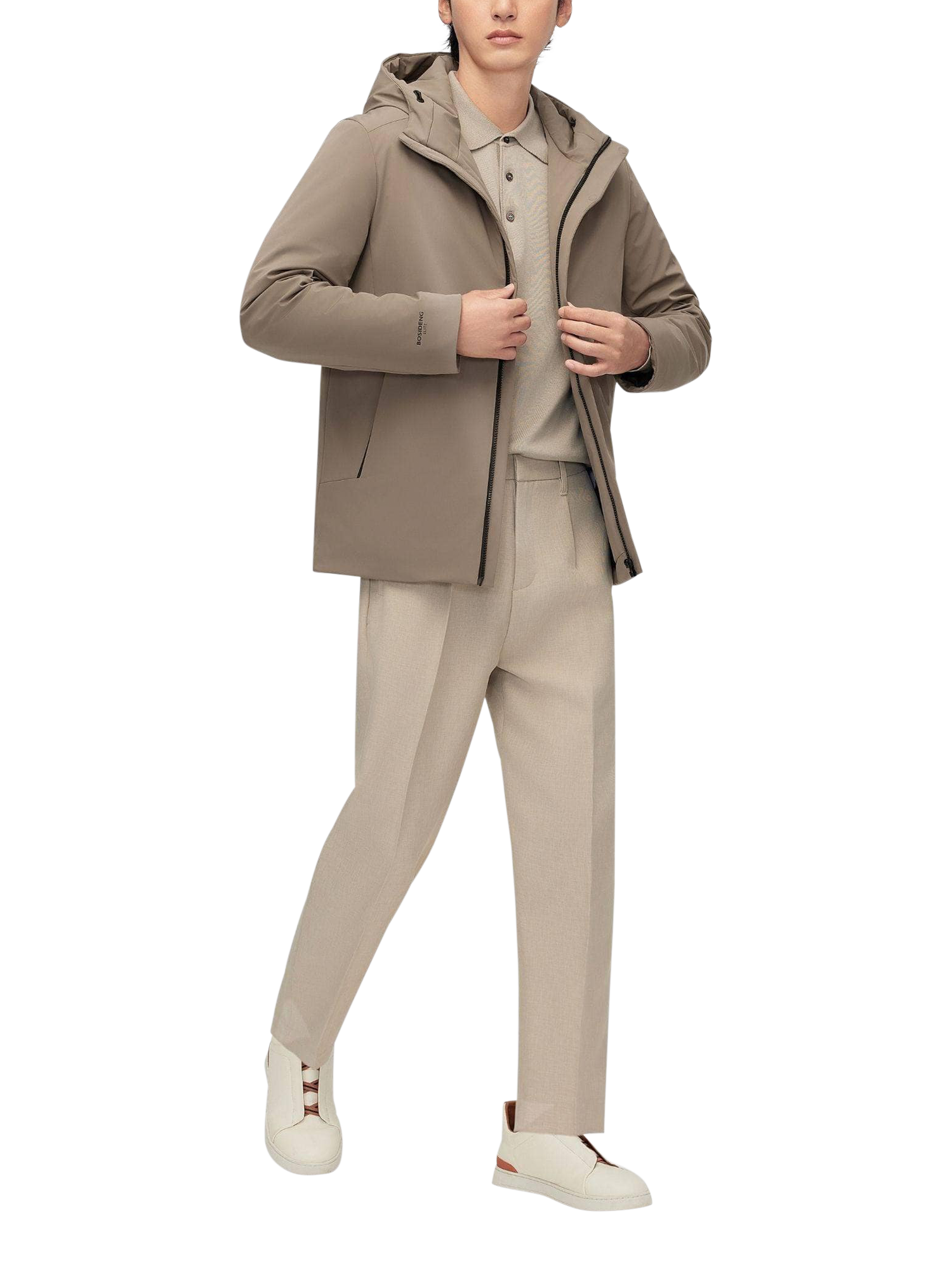 Product image 4 of 6, which shows Bosideng Goose Down Hooded Windbreaker Jacket, Dark Olive, L