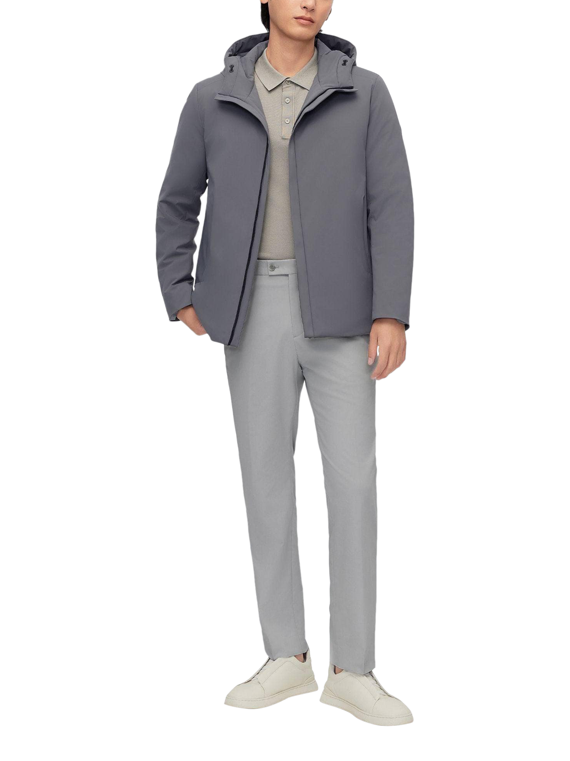 Product image 4 of 5, which shows Bosideng Goose Down Hooded Windbreaker Jacket, Steel Grey, XL