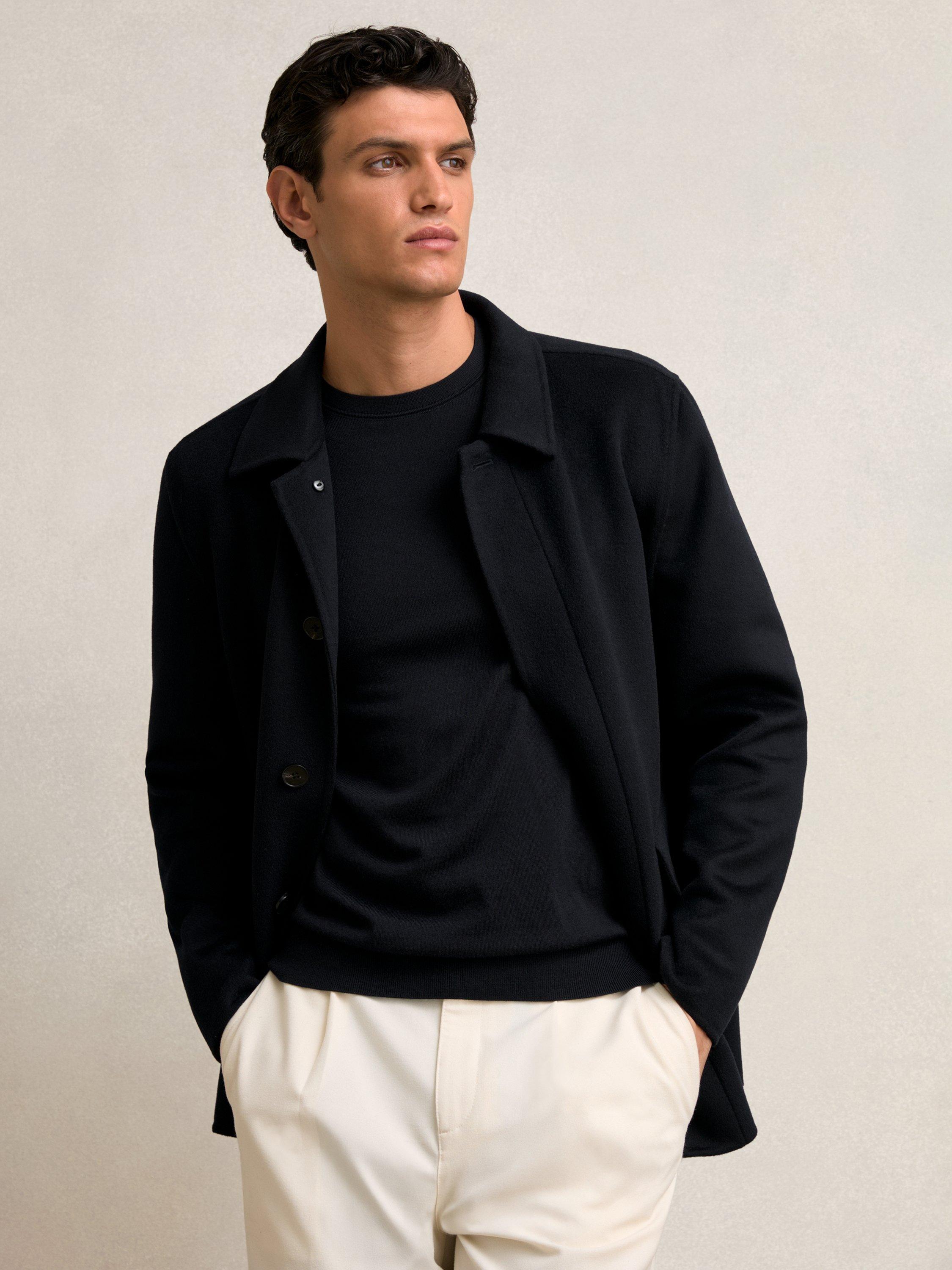 Product image 1 of 5, which shows Reiss Tamworth Double Face Wool Blend Peacoat, Navy, XL