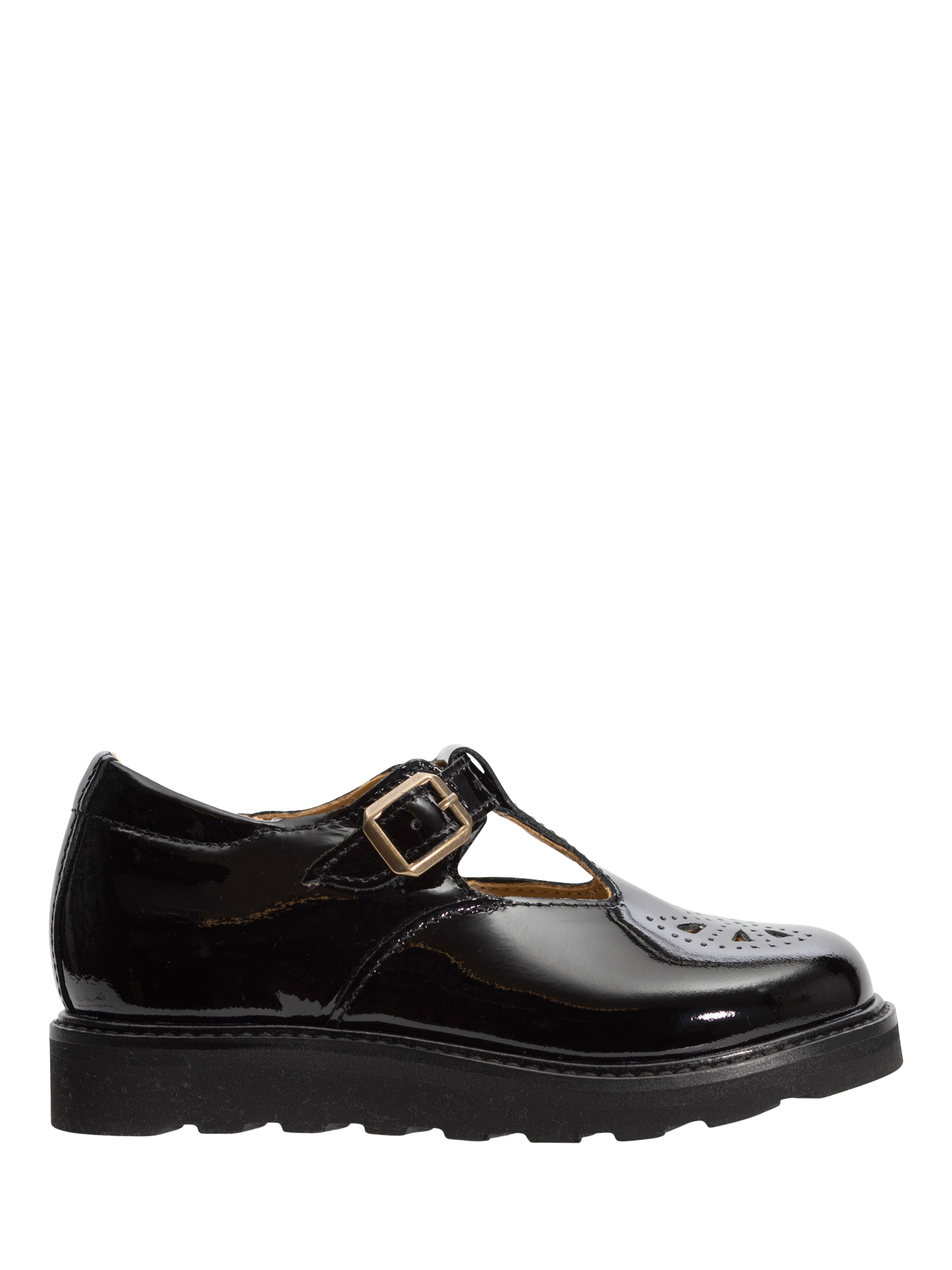 Young Soles Kids' Rosie T-Bar Shoes, Black Patent