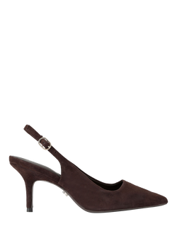 Carvela Spirited Suede Slingback Court Shoes, Dark Brown