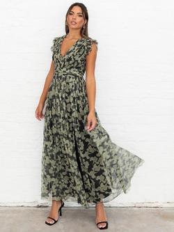 Anaya With Love Floral V-Neck Maxi Dress, Black, Black