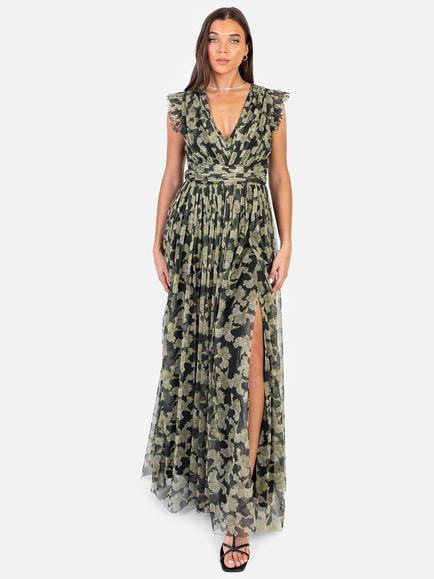 Anaya With Love Floral V-Neck Maxi Dress, Black - view 2, Black