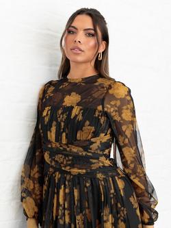 Anaya With Love Floral Tulle Maxi Dress, Black - view 2, Black