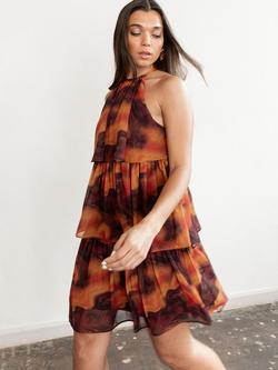 Anaya With Love Marble Halterneck Mini Dress, Multi, Multi