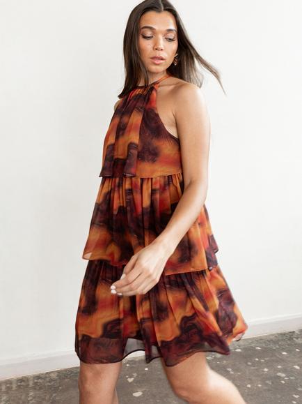 Anaya With Love Marble Halterneck Mini Dress, Multi, Multi