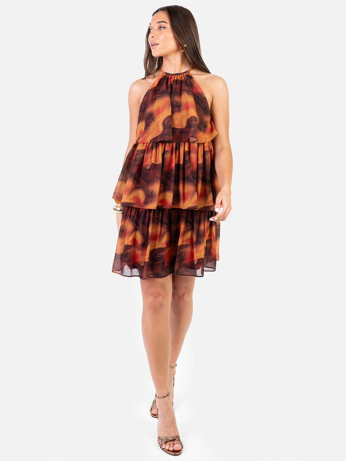 Product image 3 of 6, which shows Anaya With Love Marble Halterneck Mini Dress, Multi, 6