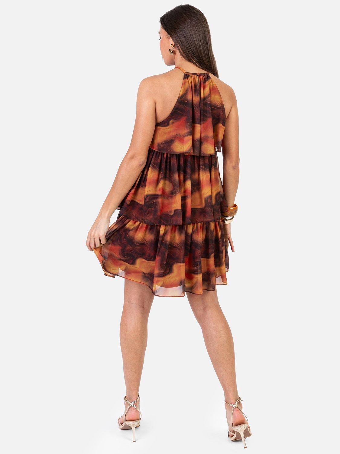 Product image 4 of 6, which shows Anaya With Love Marble Halterneck Mini Dress, Multi, 6