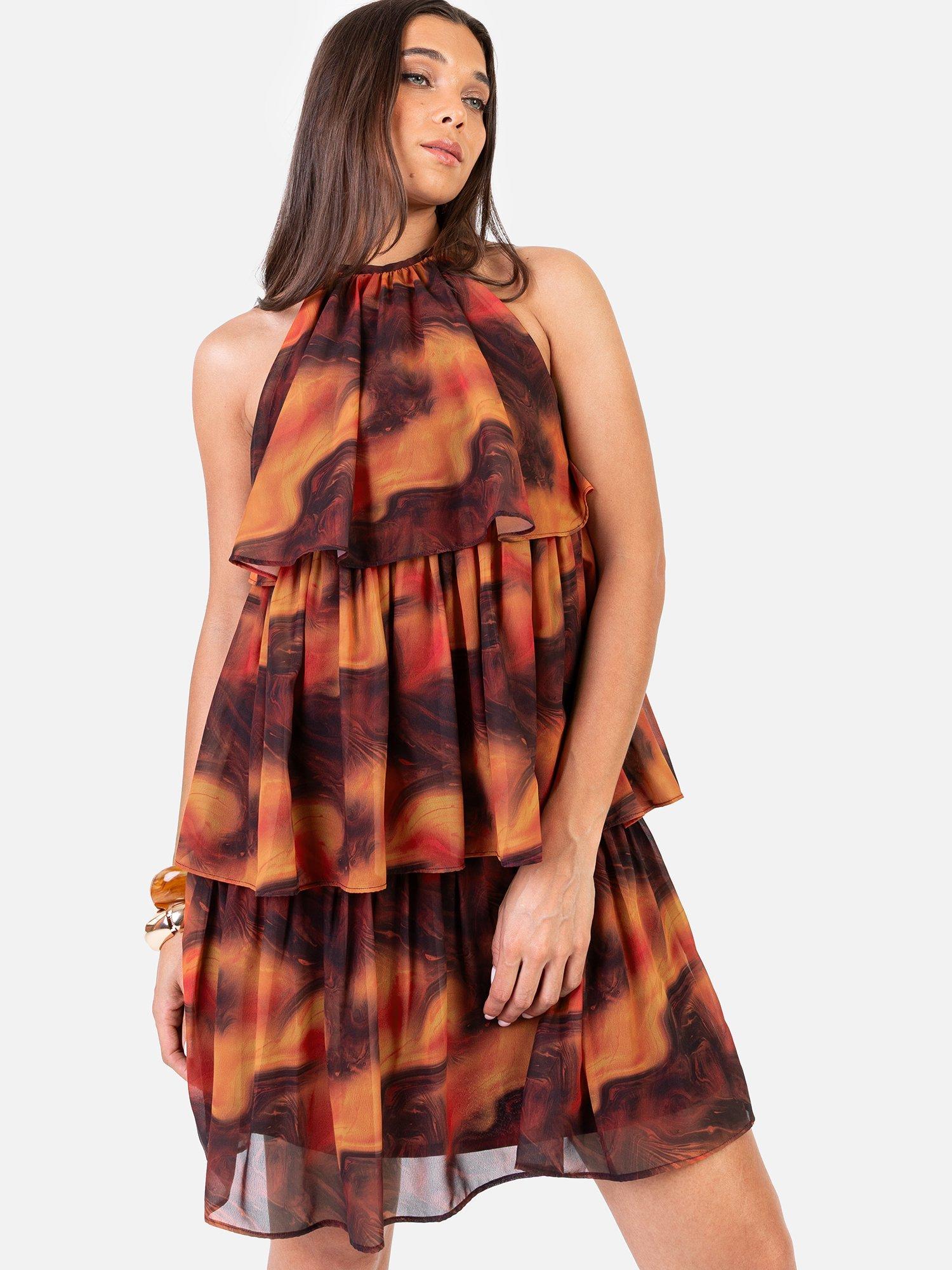 Product image 5 of 6, which shows Anaya With Love Marble Halterneck Mini Dress, Multi, 6