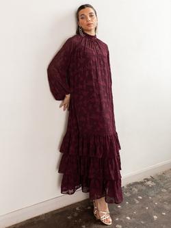 Anaya With Love Floral Burnout Maxi Dress, Maroon, Maroon