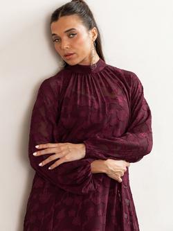 Anaya With Love Floral Burnout Maxi Dress, Maroon - view 2, Maroon