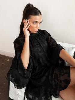 Anaya With Love Floral Burnout Mini Dress, Black - view 2, Black